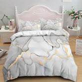 Marble Bedding Set King/Queen Size - Grey Gold Duvet Cover, Abstract Art, Tie Dye Gothic Quilt Cover - Himpall
